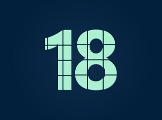 18 number, vector desing font.  Made of knife cut. For logo, brand label, design elements, corporate identity, application & more. IsolatedEps10 illustration