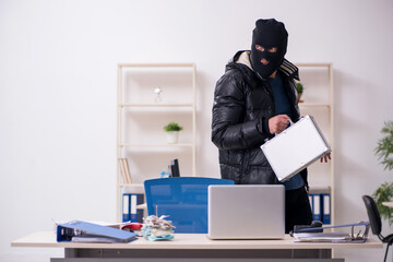 Young male burglar in the office