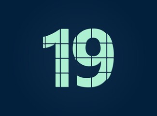 19 number, vector desing font.  Made of knife cut. For logo, brand label, design elements, corporate identity, application & more. IsolatedEps10 illustration