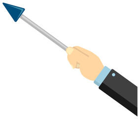 Hand holding pointing stick vector illustration / business person