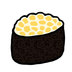 Illustration of Corn Sushi: Hand drawn vector illustration like woodblock print
