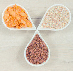 Nutritious products containing vitamin B3 and other natural minerals, healthy nutrition concept