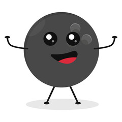 Cute flat cartoon bowling ball illustration. Vector illustration of a cute bowling ball with a smiling expression.