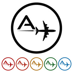 Obraz premium Letter A Air travel logo ring icon, color set