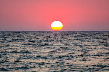 romantic sunset at the mediterranean sea
