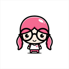Naklejka premium vector design for girl with glasses character