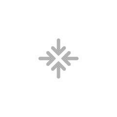 four grey rounded arrows point to the center. Triple Collide Arrows icon.