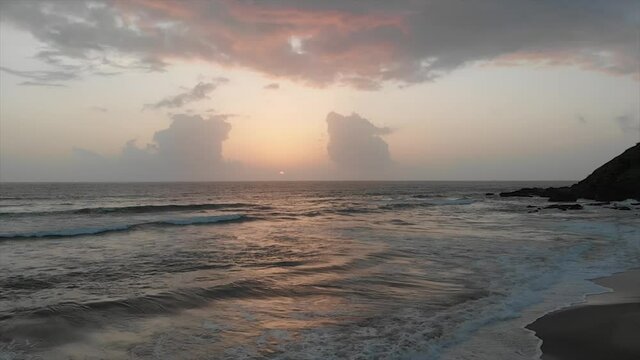 Orange Sunset over Indian Ocean from the Coastline of Goa