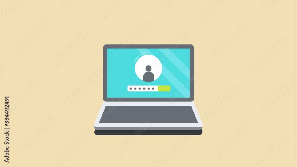Poster computer security, username and password login to laptop computer, secure access, successful user au