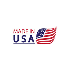 Made in usa logo design. Flag made america american states flags product badge quality patriotic labels emblem star ribbon sticker,Vector illustration