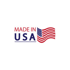 Made in usa logo design. Flag made america american states flags product badge quality patriotic labels emblem star ribbon sticker,Vector illustration