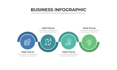 Timeline infographic design vector file. 4 options, circle workflow layout. Vector infographic timeline template.