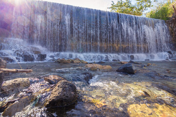An amazing waterfall in the Sahna Nature Reserve, near Kibbutz Nir David, Israel