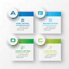 Business infographics template 4 steps with square,Element for design invitations,Vector illustration.
