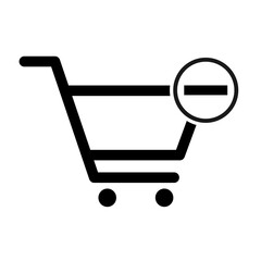 Shopping minus cart sale icon, market story shop vector illustration symbol isolated on white background