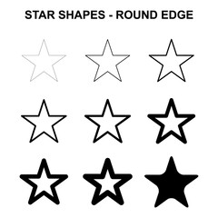 Set of star symbol icon, collection of line sign shape, graphic vector illustration design
