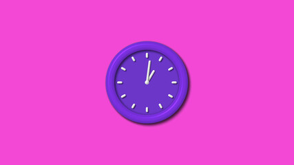 12 hours 3d wall clock isolated on pink background, Counting down 3d wall clock