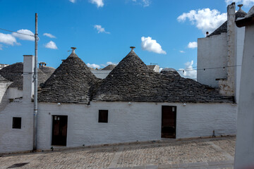 Fototapeta na wymiar the trullo is a type of conical construction in traditional dry stone from Alberobello in Puglia