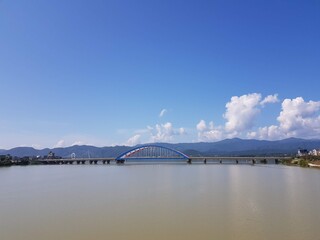 a river crossing bridge