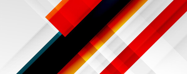 Geometric abstract backgrounds with shadow lines, modern forms, rectangles, squares and fluid gradients. Bright colorful stripes cool backdrops