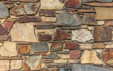 A rock wall texture with various sizes cemented into a wall feature