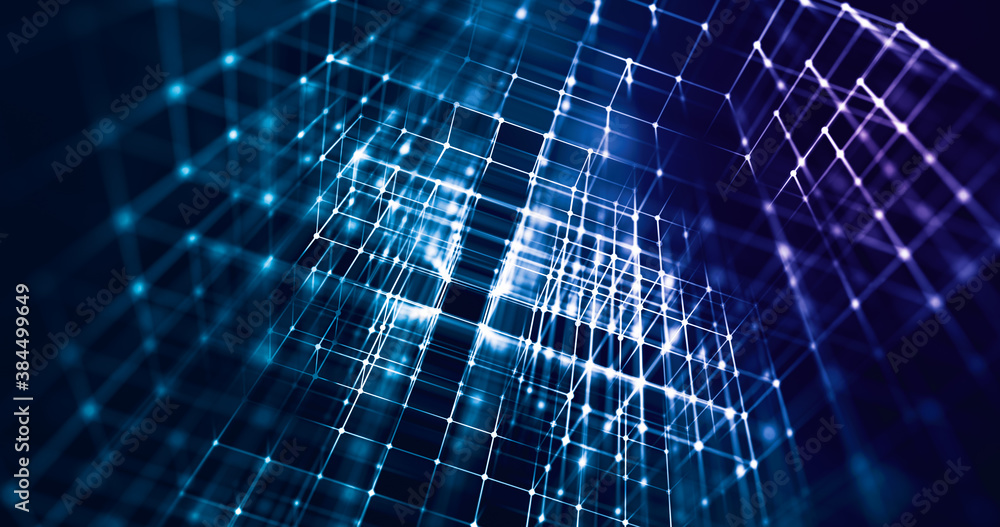 Canvas Prints data building dots and line connections, information flow. tech, social, cyber concept.