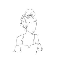 Pretty vector a girl  one line drawing, in continuous line drawing style vector illustration on white background
