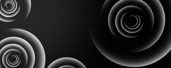 
Abstract black background with white circle rings. Digital future technology concept