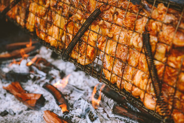 Huli Huli Chicken, Open fire roast chicken, Oahu, Hawaii