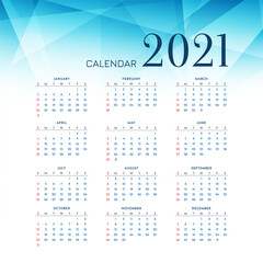 Blue polygonal 2021 new year calendar design