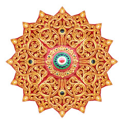 Gold stucco pattern isolated on white for decoration