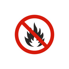 Fire warning sign. Prohibition symbol modern, simple, vector, icon for website design, mobile app, ui. Vector Illustration