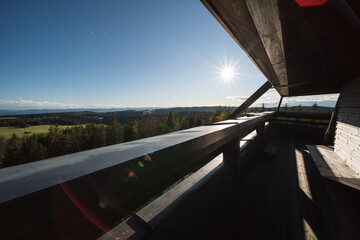 View from the gugelturm in the southern black forest near Herrischried, in germany into the...