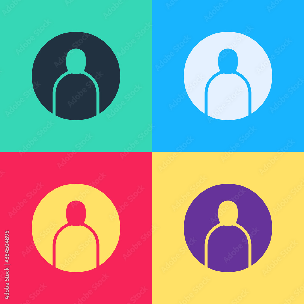 Poster pop art create account screen icon isolated on color background. vector illustration.