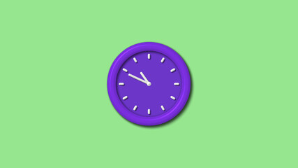 New purple color 3d wall clock isolated on green light background,Counting down wall clock isolated