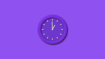 Purple color 12 hours 3d wall clock isolated on purple background,wall clock isolated