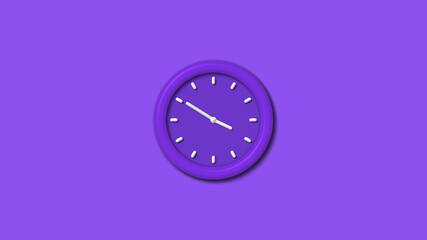 12 hours 3d wall clock isolated on purple background, counting down wall clock