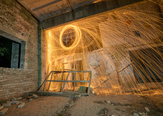 Picture playing fireworks, turning the line into a wave shape, sparks on the light, an amazing fire...