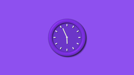 Purple color 12 hours 3d wall clock isolated on purple background,3d wall clock, Clock isolated