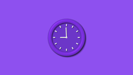 New purple color 3d wall clock isolated on purple background,3d wall clock