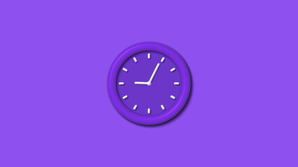 New purple color 3d wall clock isolated on purple background,3d wall clock