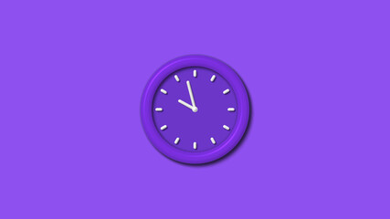 New purple color 3d wall clock isolated on purple background,3d wall clock