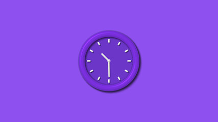 New purple color 3d wall clock isolated on purple background,3d wall clock