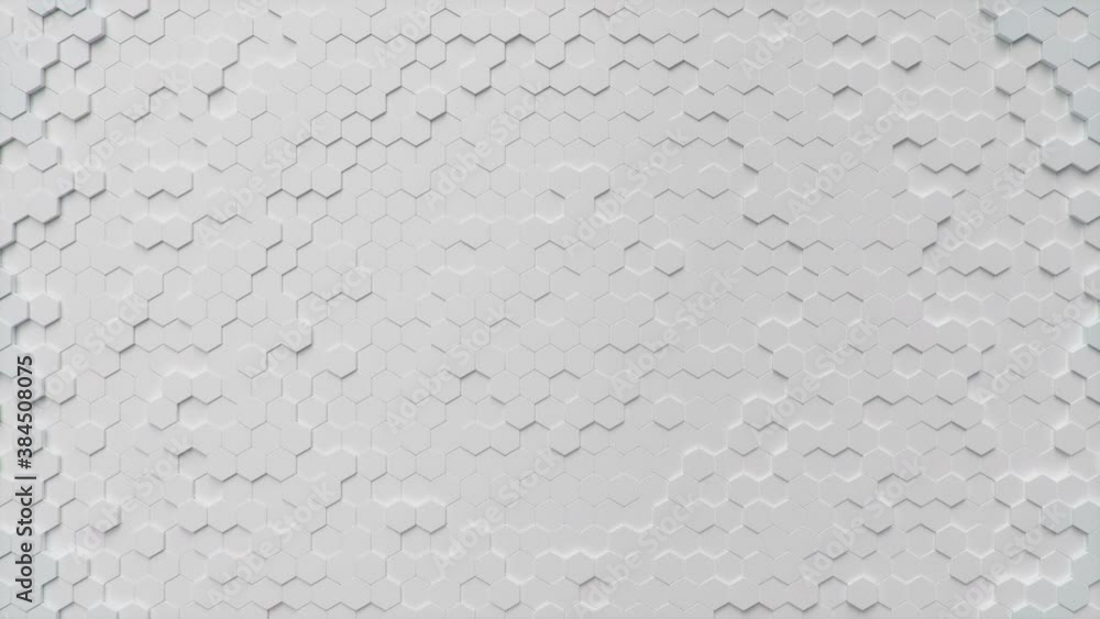 Poster abstract white-blue futuristic hexagons surface pattern, honeycomb with offset effect. white-blue ab