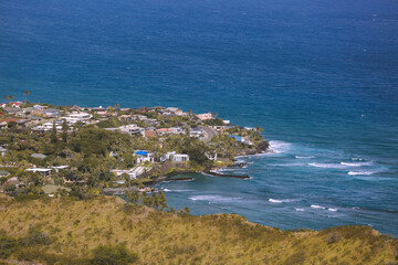 Fototapeta na wymiar Ocean view from Diamond Head, Honolulu, Oahu, Hawaii 