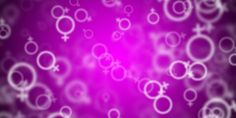 Abstract magenta background with flying female symbols