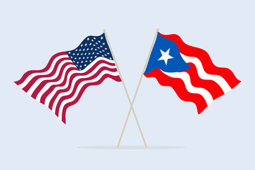 Flags USA and Puerto-Rico together. A symbol of friendship, cooperation and unification of states. Vector illustration.