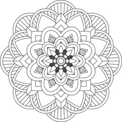 Easy Mandala coloring book simple and basic for beginners, seniors and children. Set of Mehndi flower pattern for Henna drawing and tattoo. Decoration in ethnic oriental, Indian style.