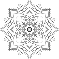 Easy Mandala coloring book simple and basic for beginners, seniors and children. Set of Mehndi flower pattern for Henna drawing and tattoo. Decoration in ethnic oriental, Indian style.