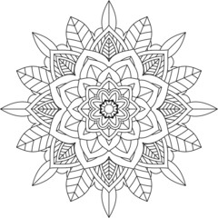 Easy Mandala coloring book simple and basic for beginners, seniors and children. Set of Mehndi flower pattern for Henna drawing and tattoo. Decoration in ethnic oriental, Indian style.